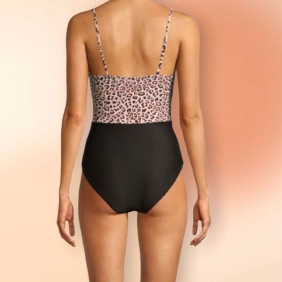 No Boundaries One Piece Leopard Print And Black Swimsuit Size S 3/5 Juniors - Picture 3 of 16